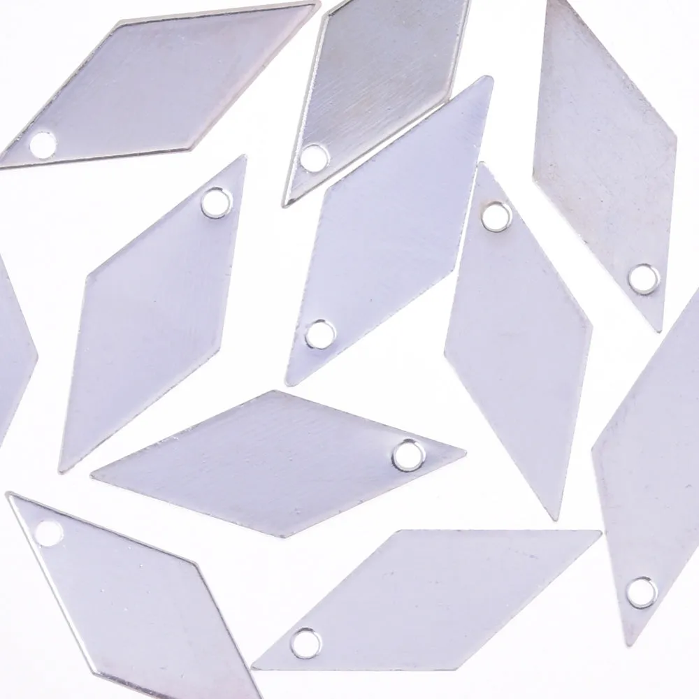 About 18*7mm brass Electroplate rhombus pendant with Hole Geometric Pendant Jewelry Findings Supplies silver 20pcs