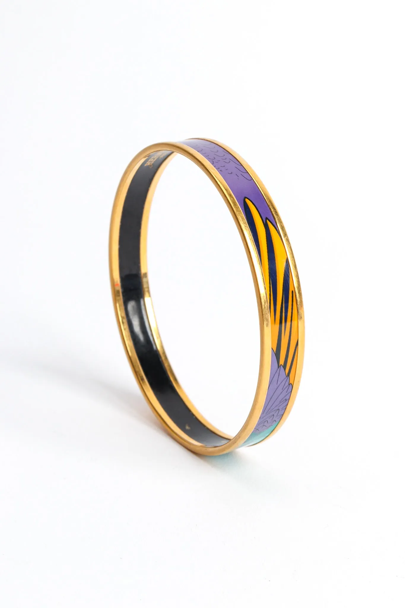 Abstract Leaf Feather Narrow Enamel Bracelet