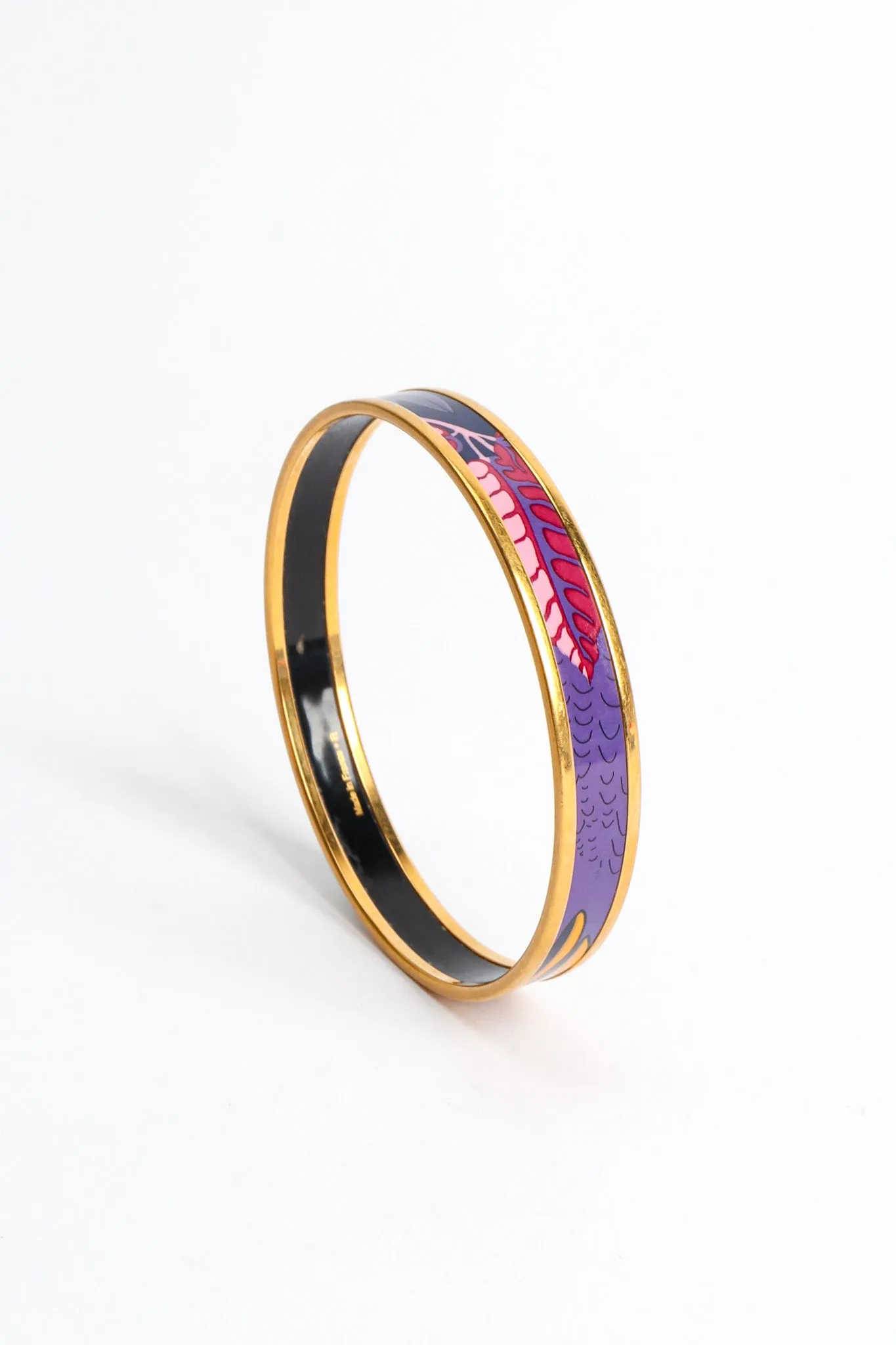 Abstract Leaf Feather Narrow Enamel Bracelet