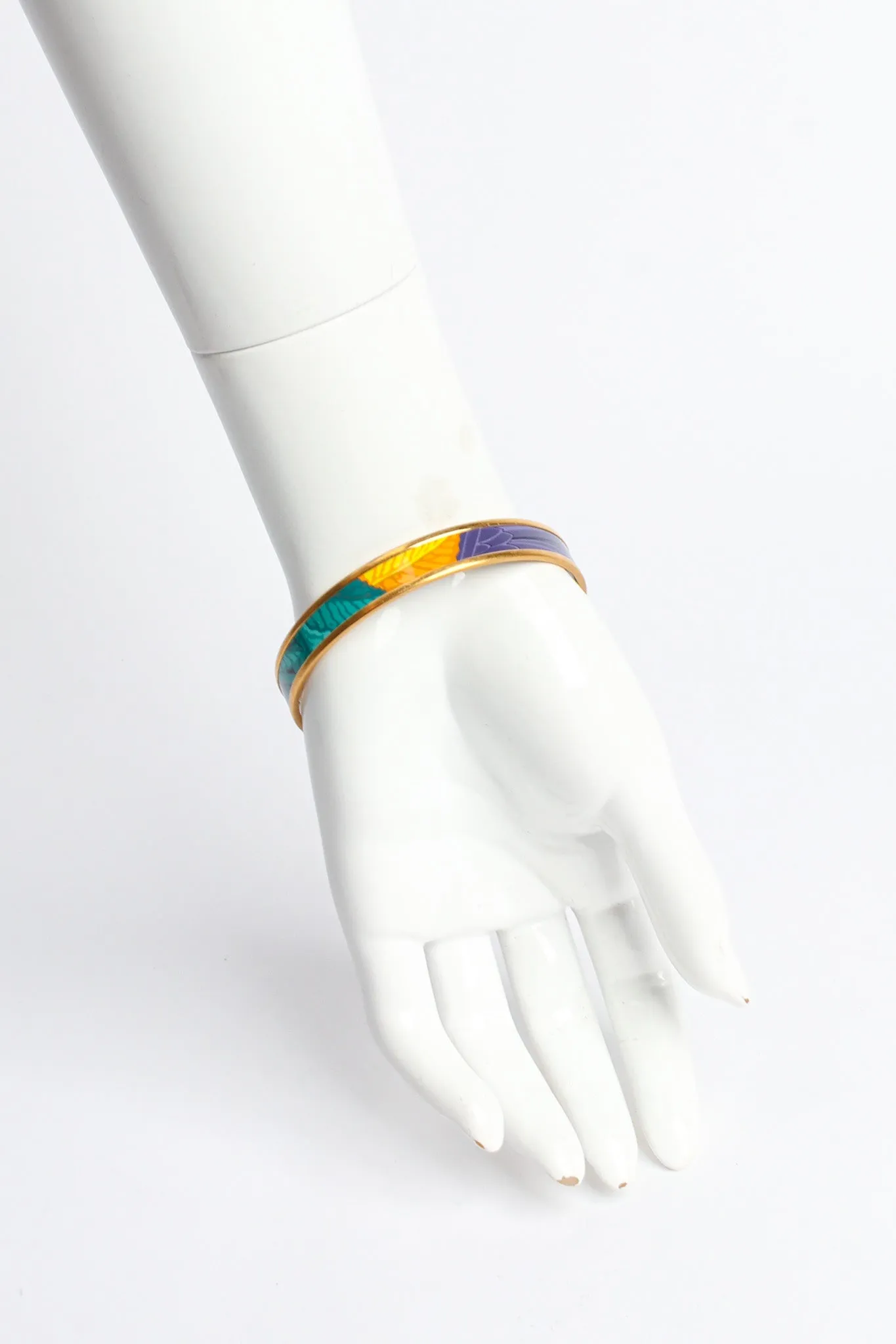 Abstract Leaf Feather Narrow Enamel Bracelet