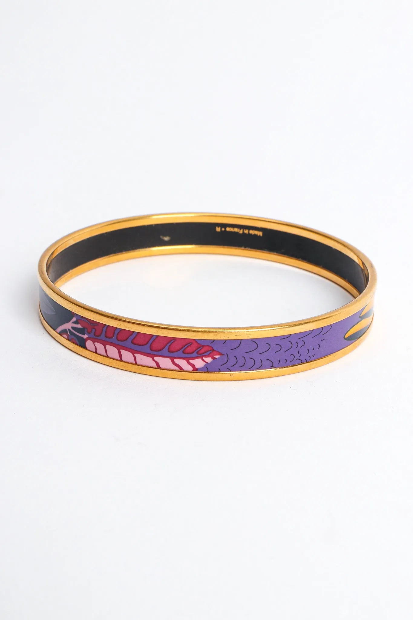 Abstract Leaf Feather Narrow Enamel Bracelet