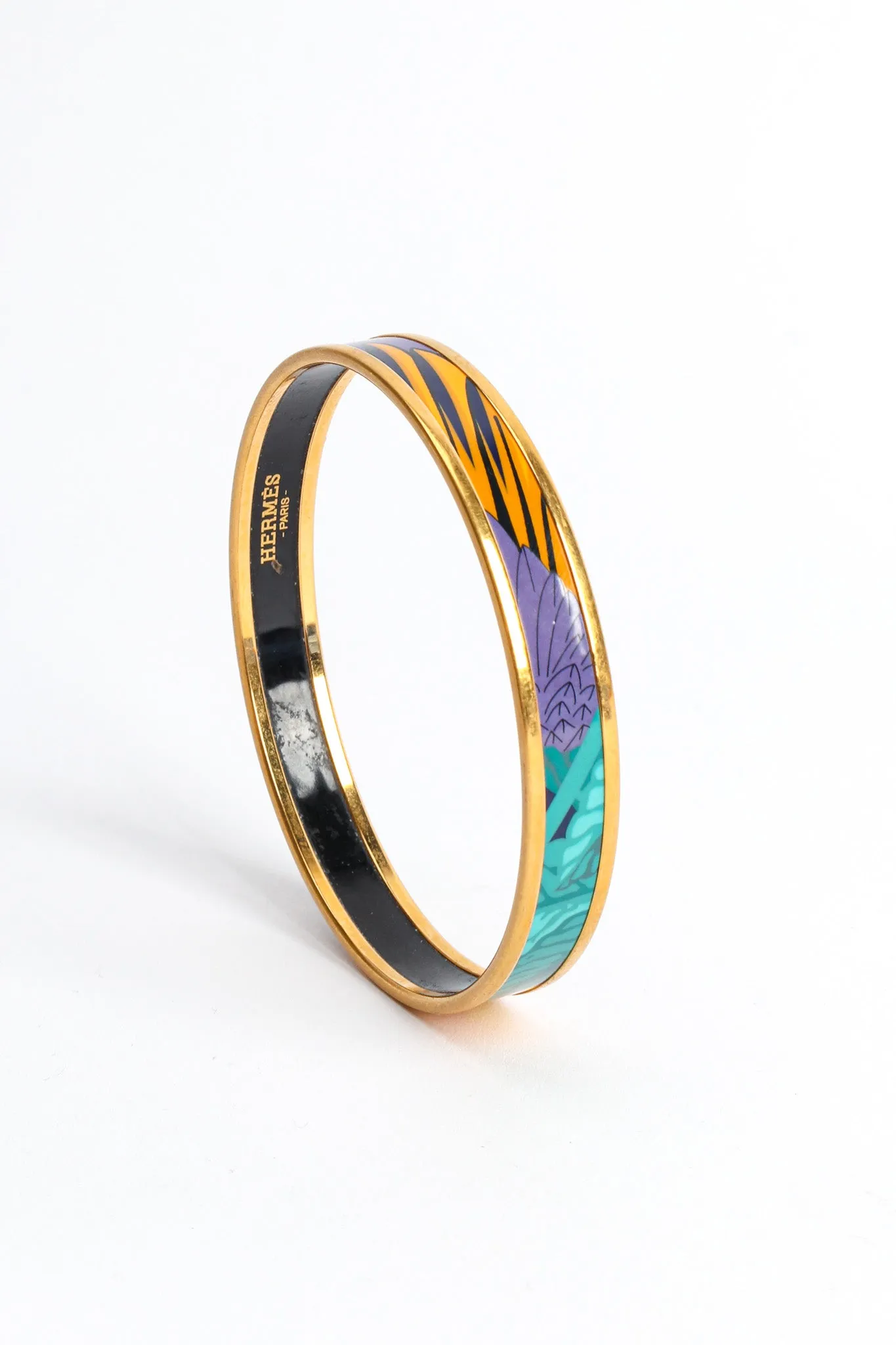 Abstract Leaf Feather Narrow Enamel Bracelet