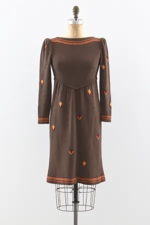 Adolfo Knit Dress -Brown / XS S