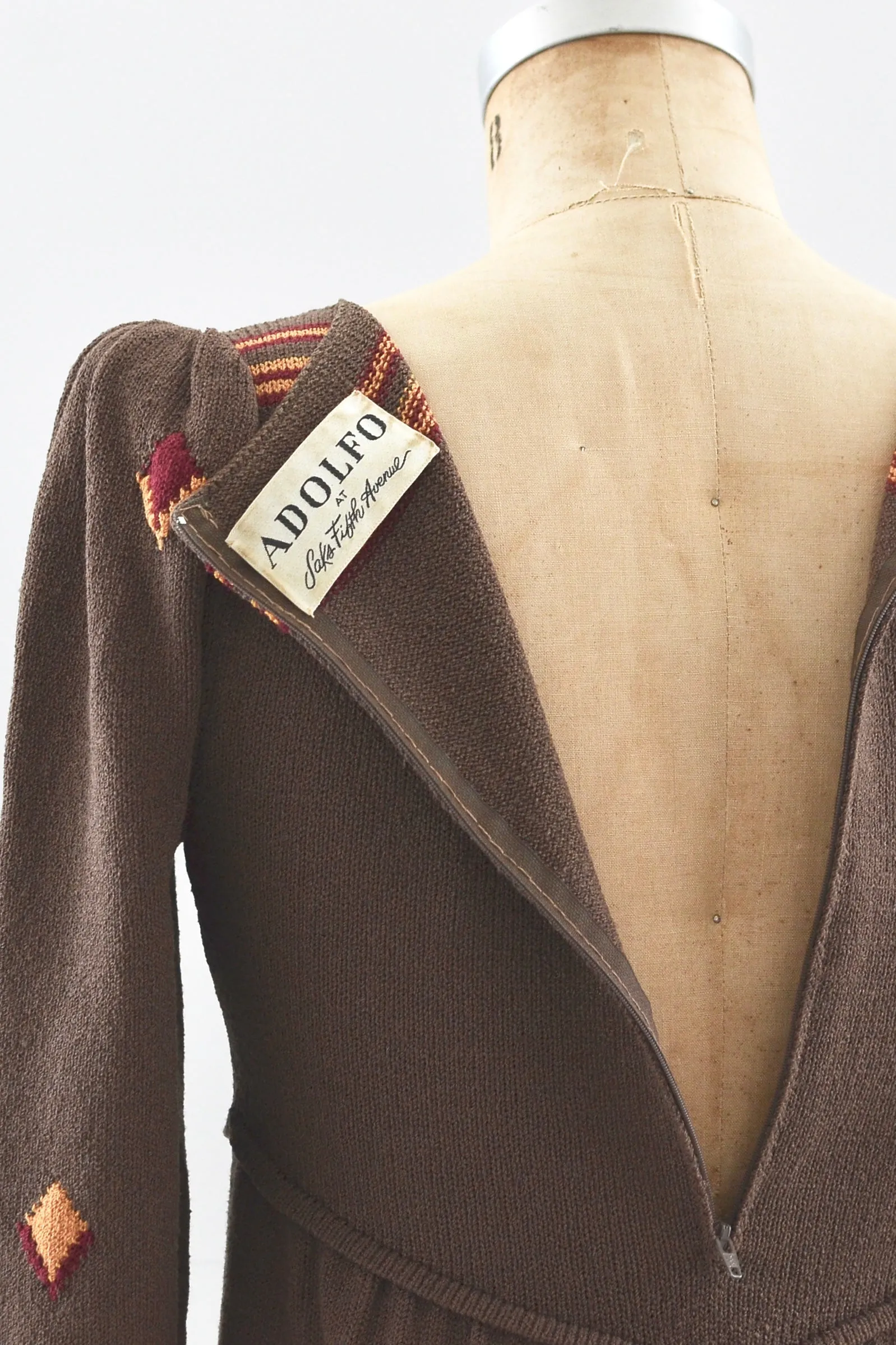 Adolfo Knit Dress -Brown / XS S