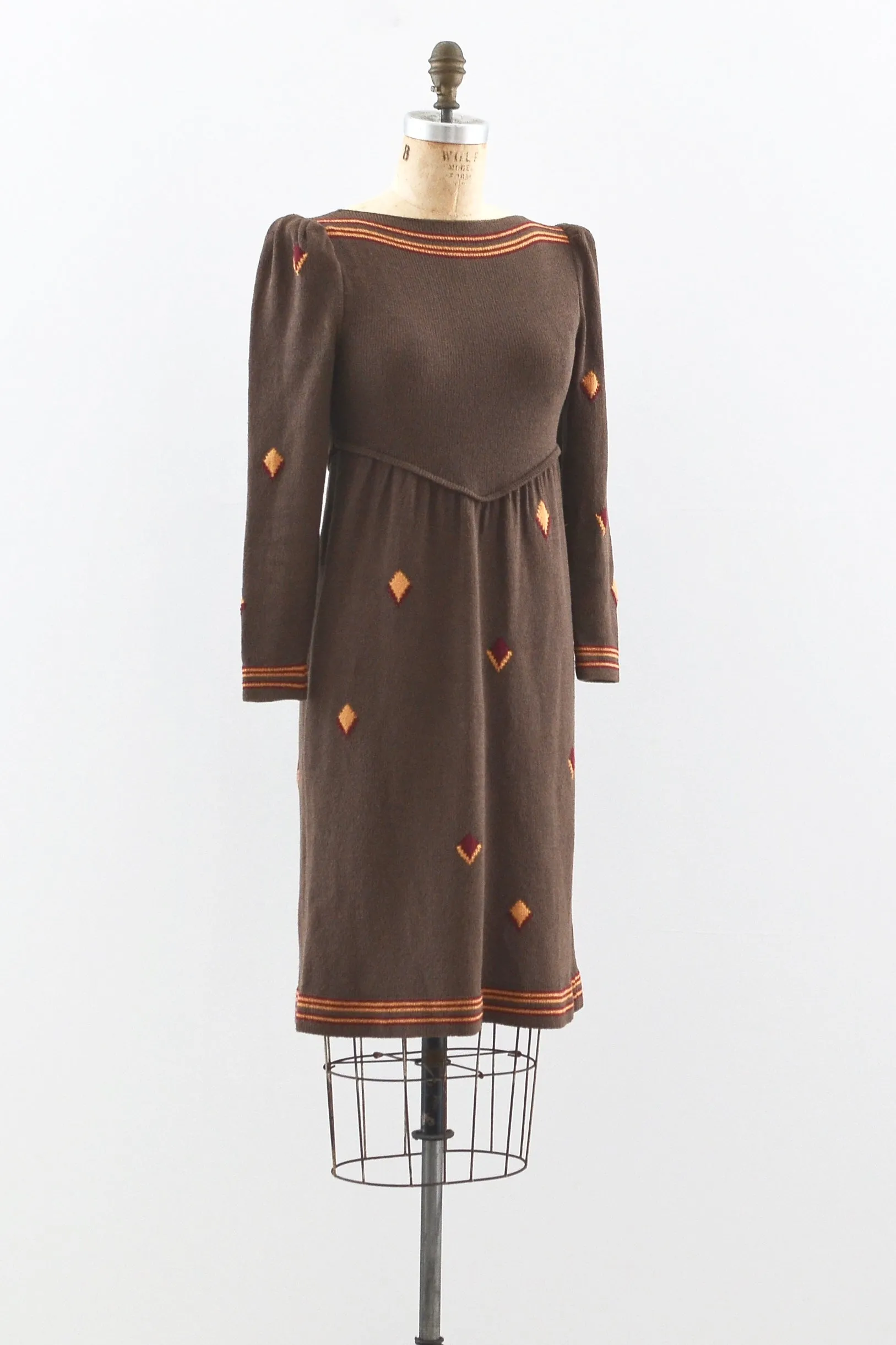Adolfo Knit Dress -Brown / XS S