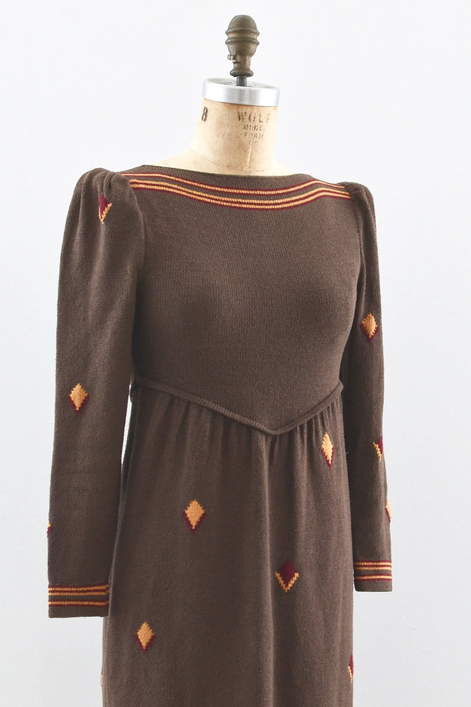 Adolfo Knit Dress -Brown / XS S