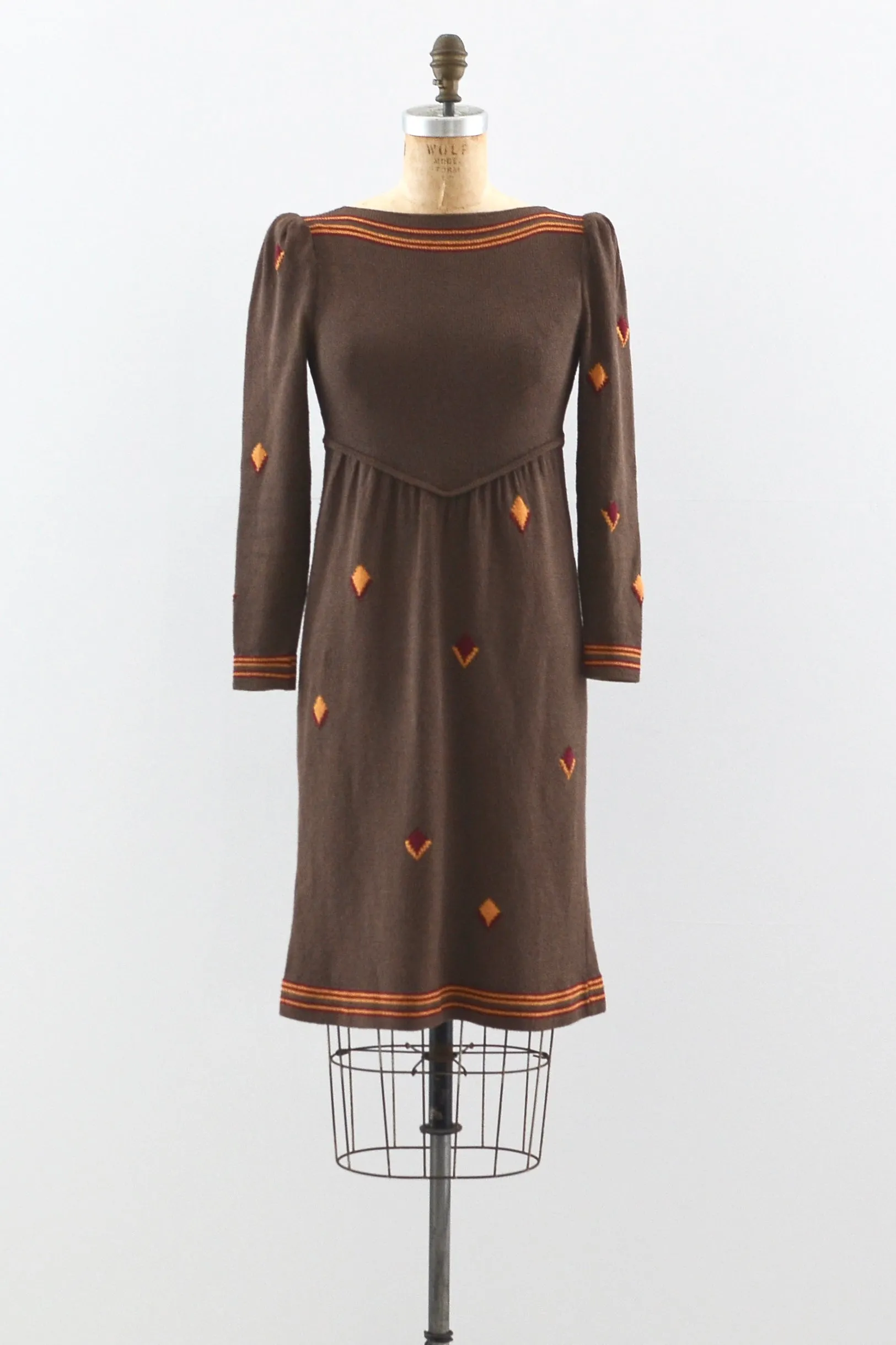 Adolfo Knit Dress -Brown / XS S