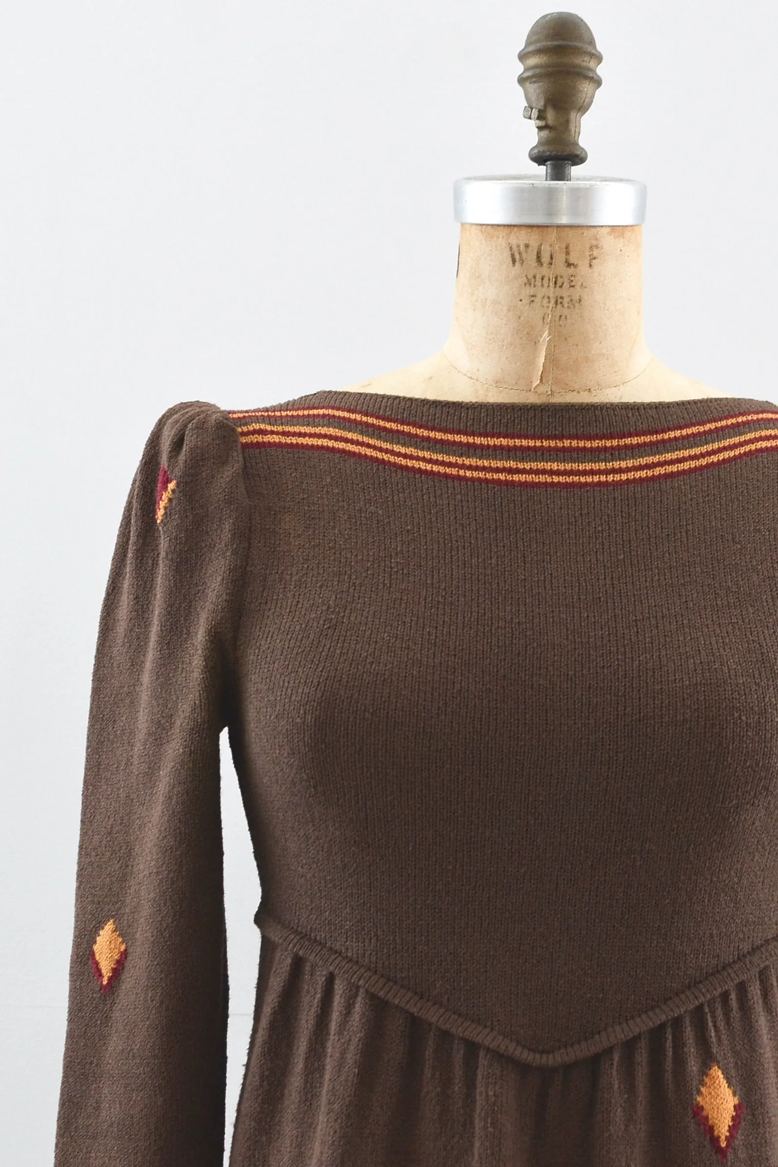 Adolfo Knit Dress -Brown / XS S