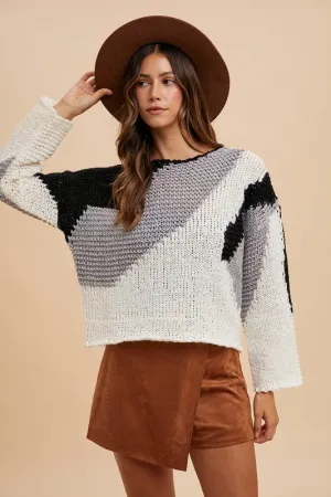 Andy Color Block Sweater - Black