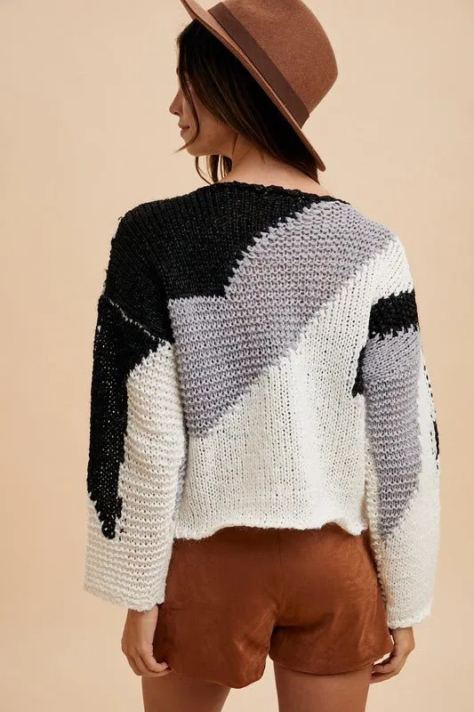 Andy Color Block Sweater - Black