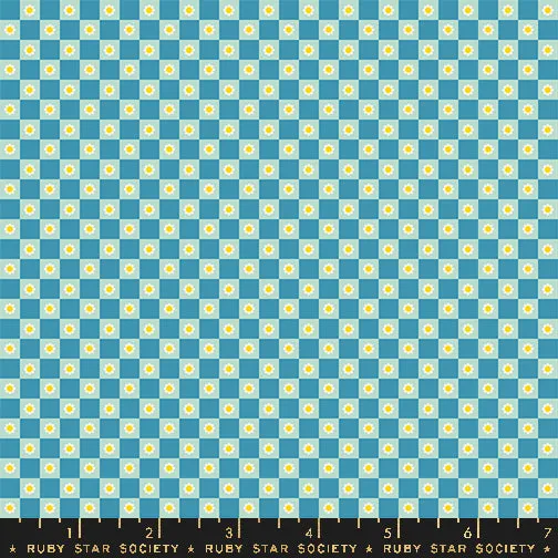 Animal Animal, Flower Check in Vintage Blue