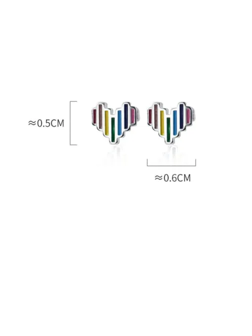 Baby and Children's Earrings:  Sterling Silver Colourful Heart Earrings - Age 1 - 7