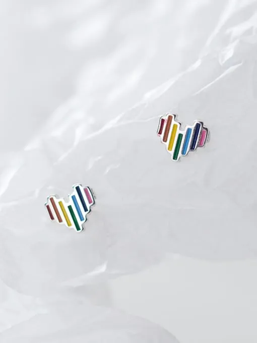 Baby and Children's Earrings:  Sterling Silver Colourful Heart Earrings - Age 1 - 7