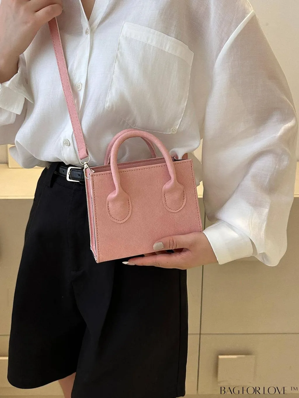 BagForLove - Adjustable Shoulder Strap Handbag: Korean-Style, Simple & Fashionable, Solid Color.