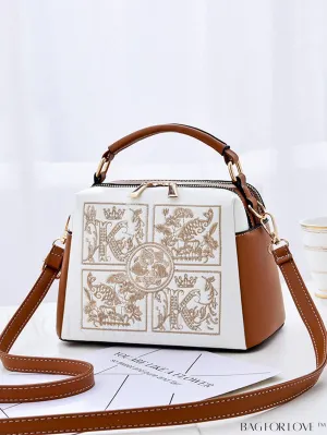 BagForLove - Chic Adjustable Shoulder Strap Tote Bag with Color Block Letter Print