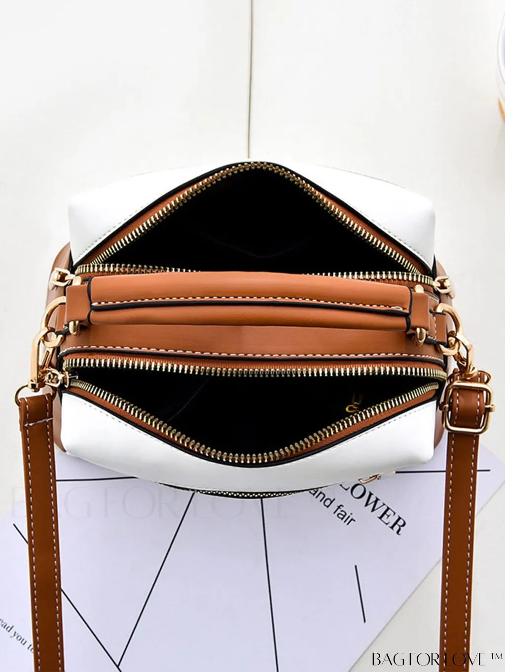 BagForLove - Chic Adjustable Shoulder Strap Tote Bag with Color Block Letter Print