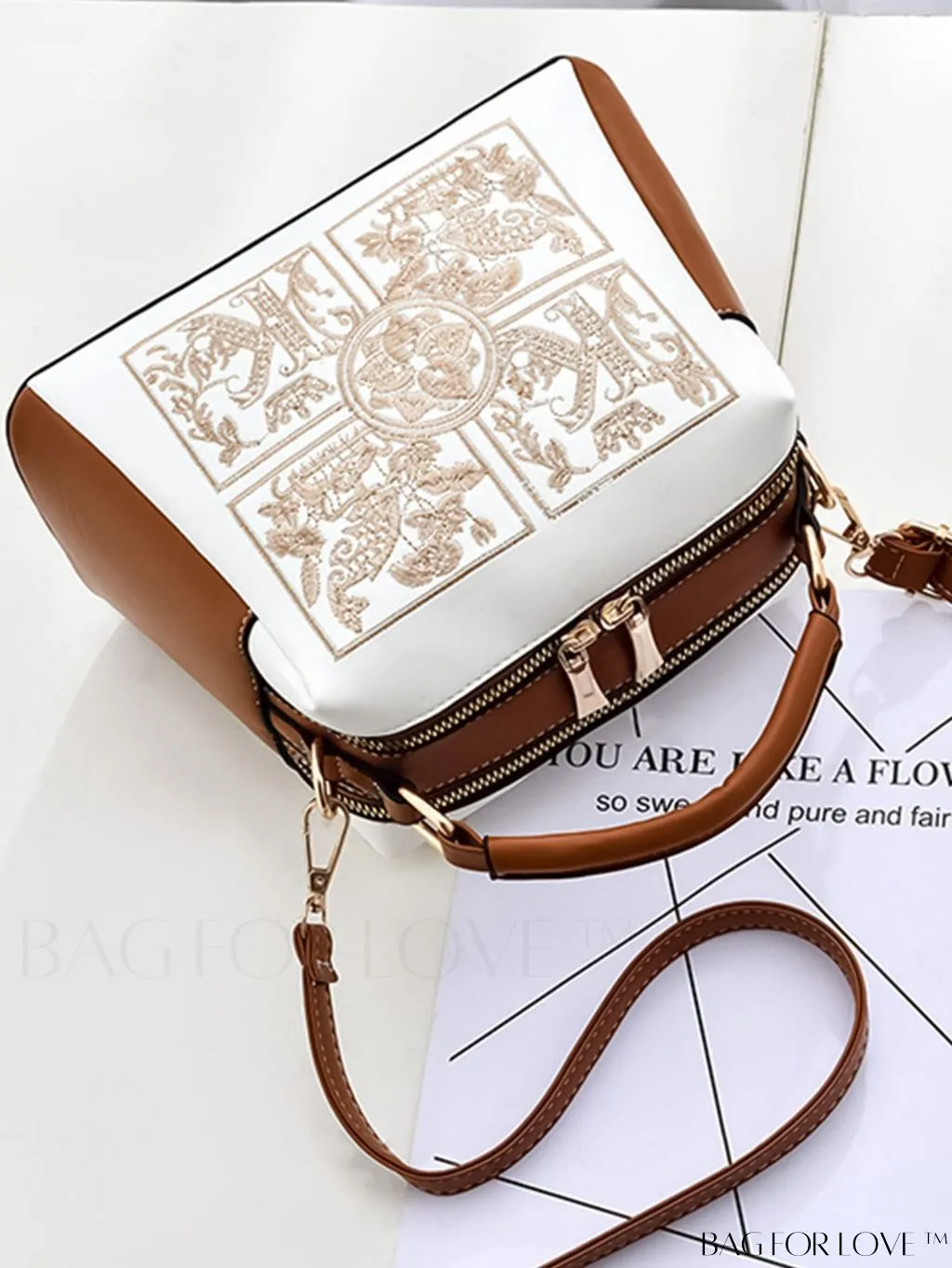 BagForLove - Chic Adjustable Shoulder Strap Tote Bag with Color Block Letter Print