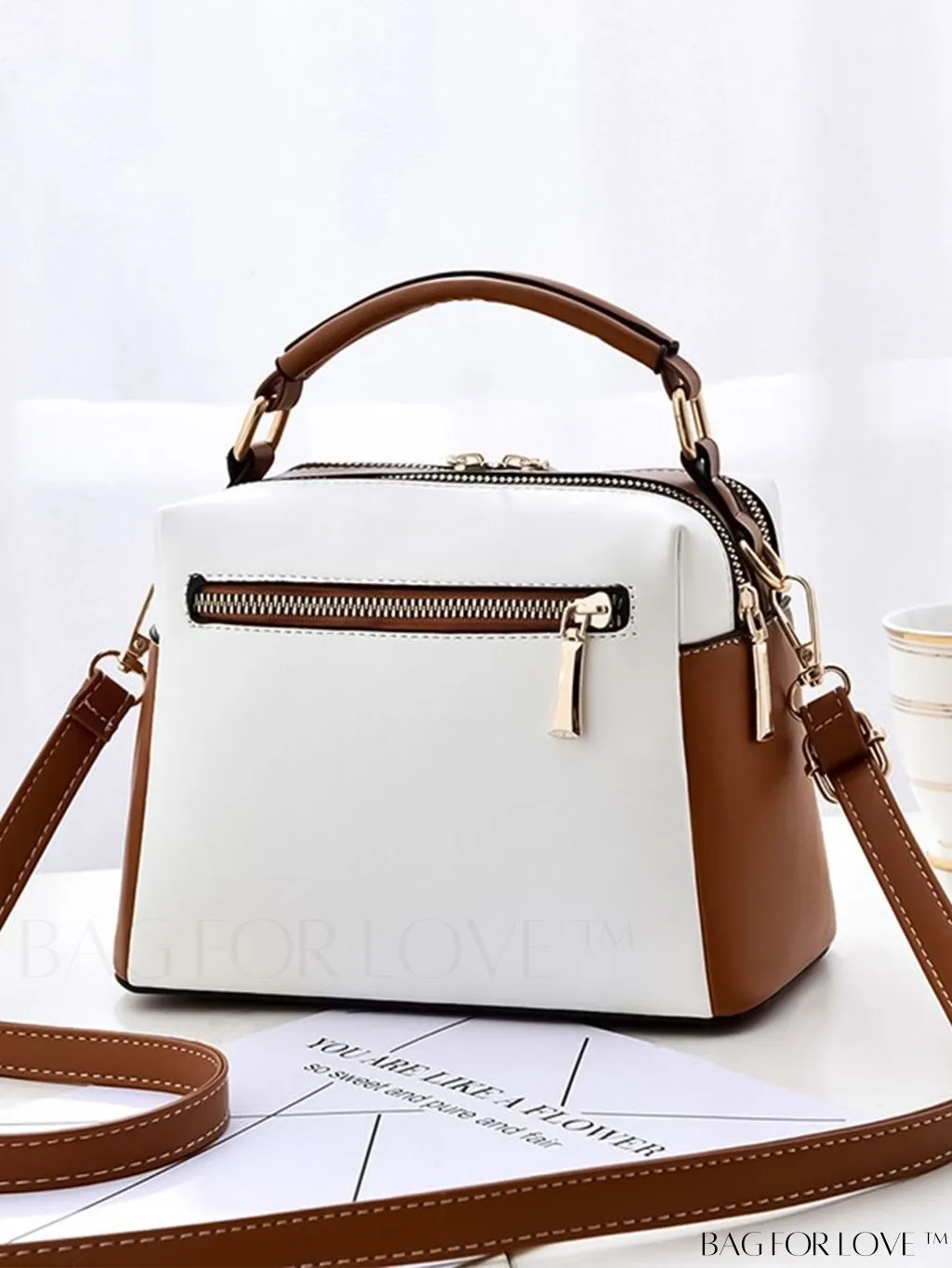 BagForLove - Chic Adjustable Shoulder Strap Tote Bag with Color Block Letter Print