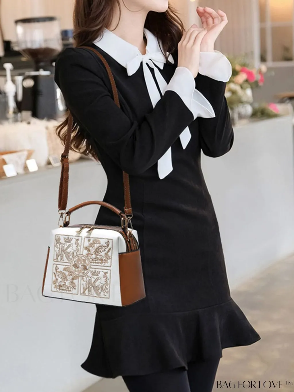 BagForLove - Chic Adjustable Shoulder Strap Tote Bag with Color Block Letter Print
