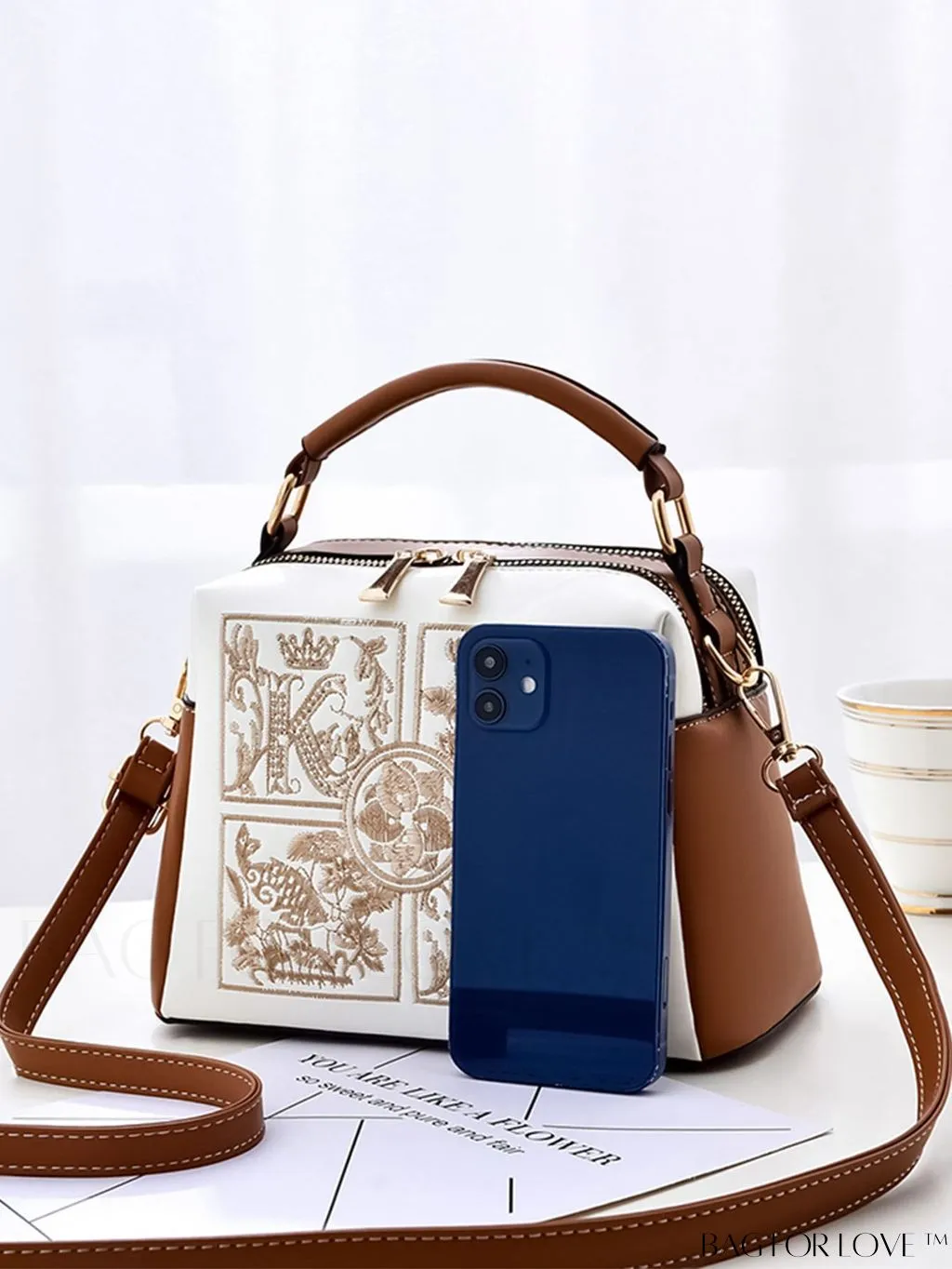 BagForLove - Chic Adjustable Shoulder Strap Tote Bag with Color Block Letter Print
