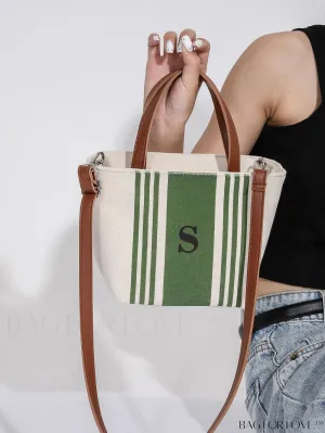 BagForLove - Chic Canvas Handbag with Striped Pattern for Womens Casual Style