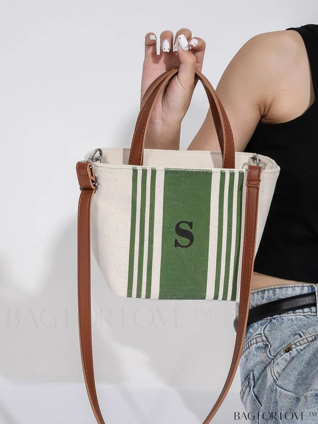 BagForLove - Chic Canvas Handbag with Striped Pattern for Womens Casual Style