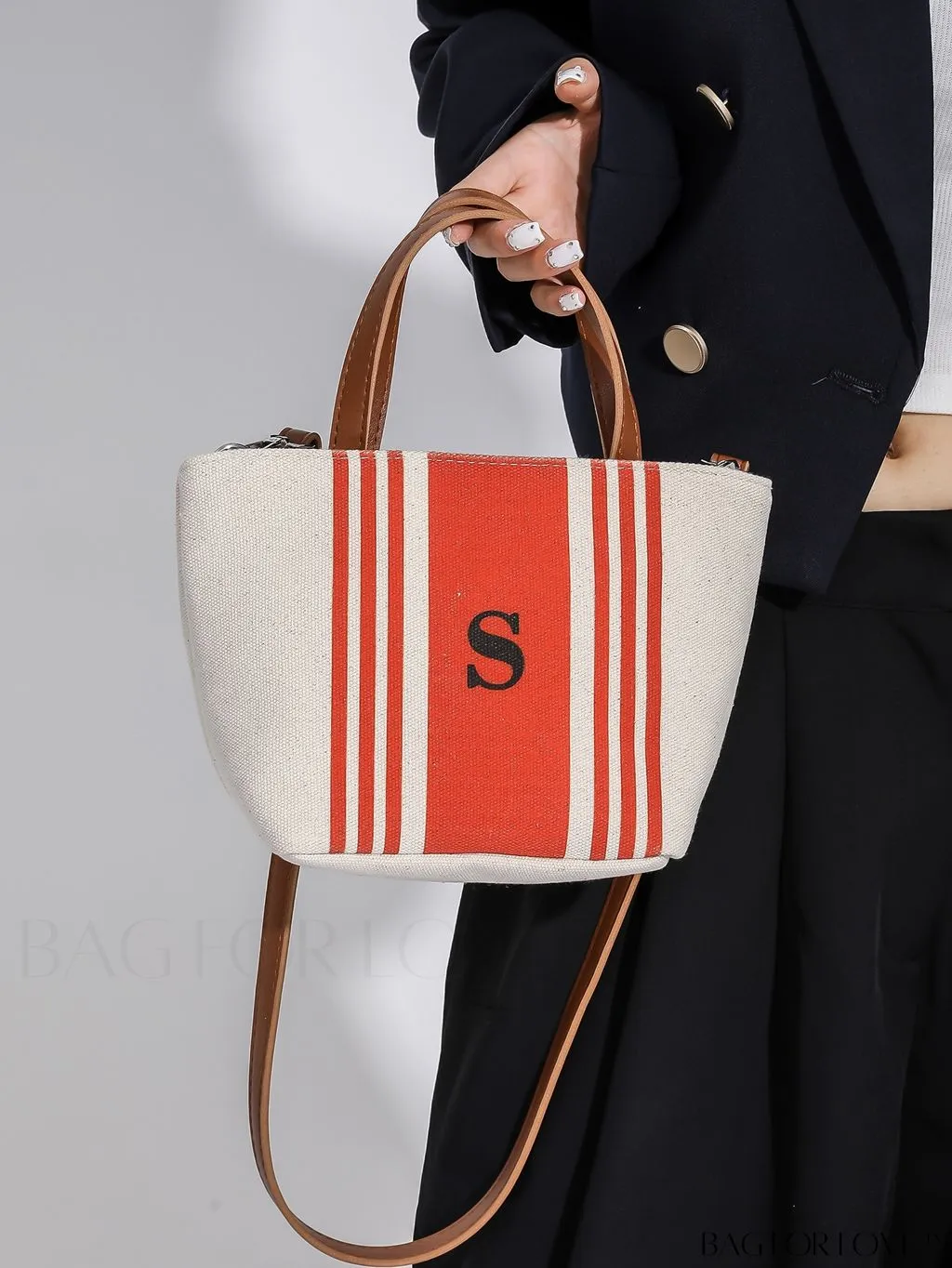 BagForLove - Chic Canvas Handbag with Striped Pattern for Womens Casual Style