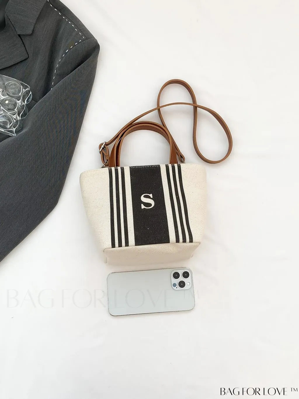 BagForLove - Chic Canvas Handbag with Striped Pattern for Womens Casual Style