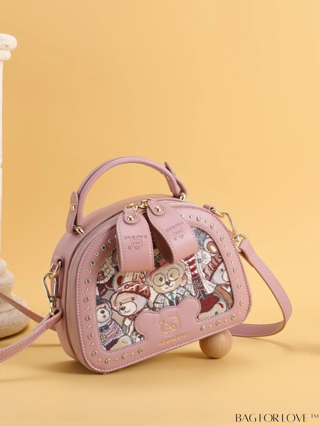 BagForLove - Chic Cartoon Bear Box Bag with Top Handle - Perfectly Stylish and Trendy!