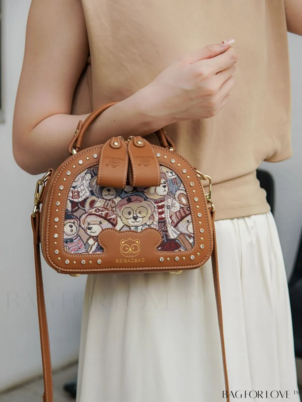 BagForLove - Chic Cartoon Bear Box Bag with Top Handle - Perfectly Stylish and Trendy!