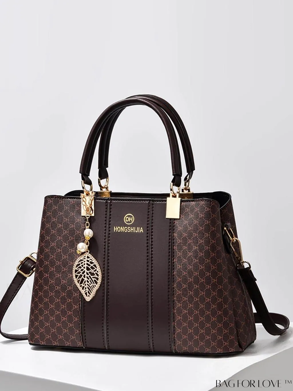 BagForLove - Chic Colorblock Handbag with Letter Print and Pendant