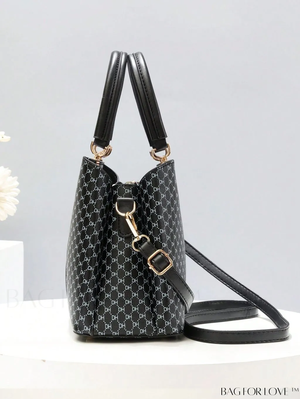 BagForLove - Chic Colorblock Handbag with Letter Print and Pendant