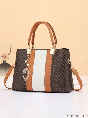 BagForLove - Chic Colorblock Handbag with Letter Print and Pendant
