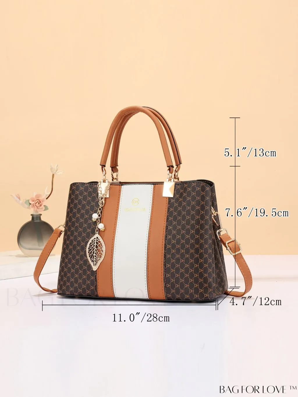 BagForLove - Chic Colorblock Handbag with Letter Print and Pendant