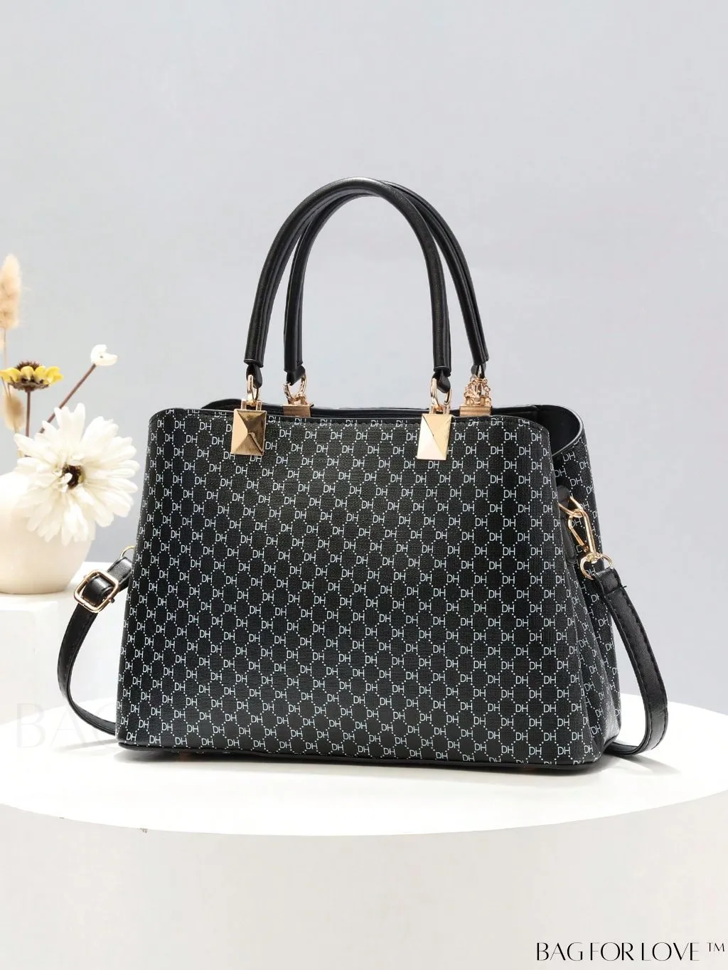 BagForLove - Chic Colorblock Handbag with Letter Print and Pendant