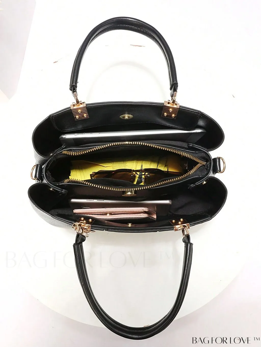 BagForLove - Chic Colorblock Handbag with Letter Print and Pendant