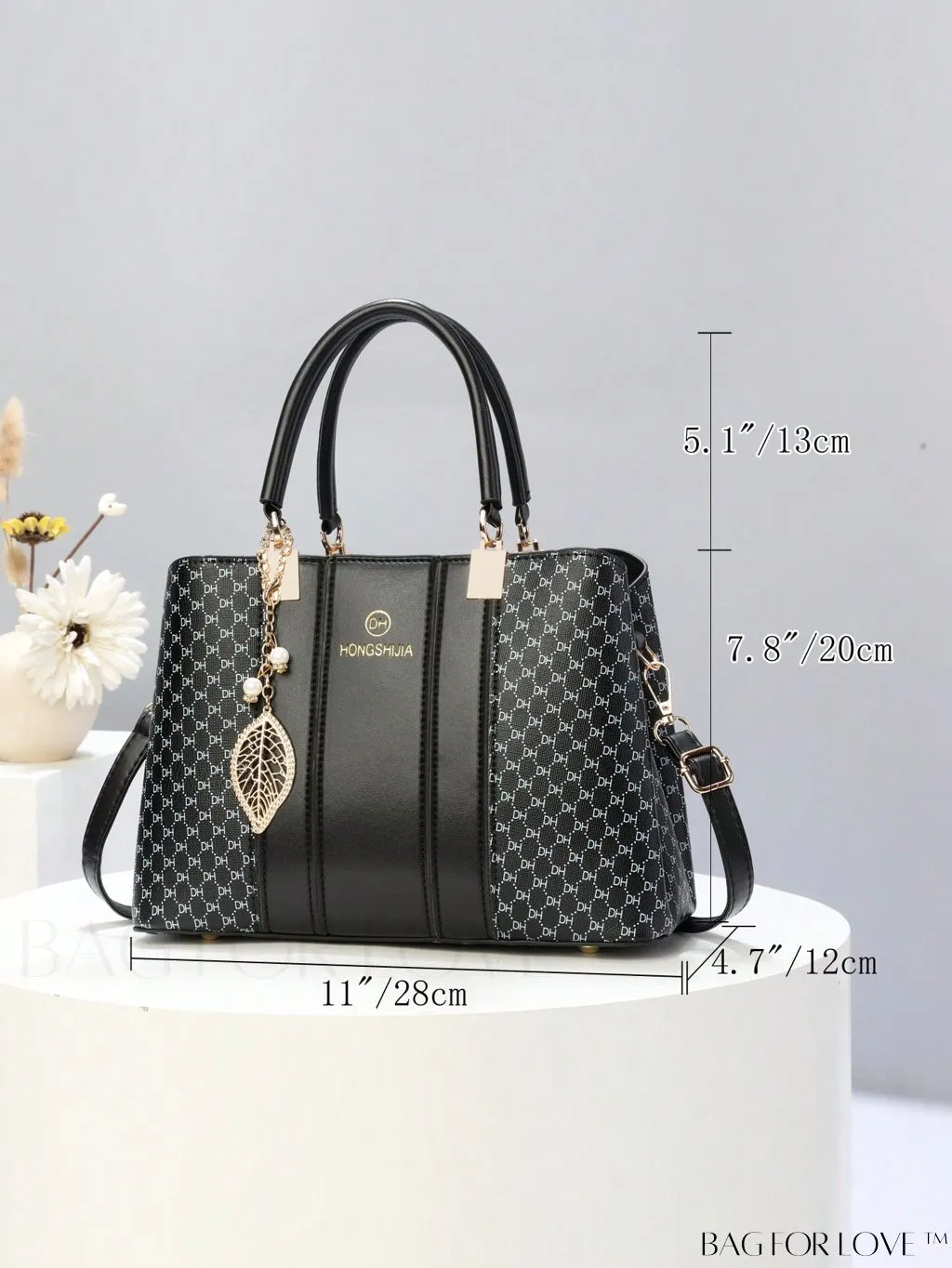 BagForLove - Chic Colorblock Handbag with Letter Print and Pendant