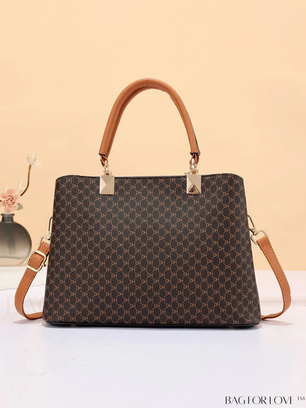 BagForLove - Chic Colorblock Handbag with Letter Print and Pendant