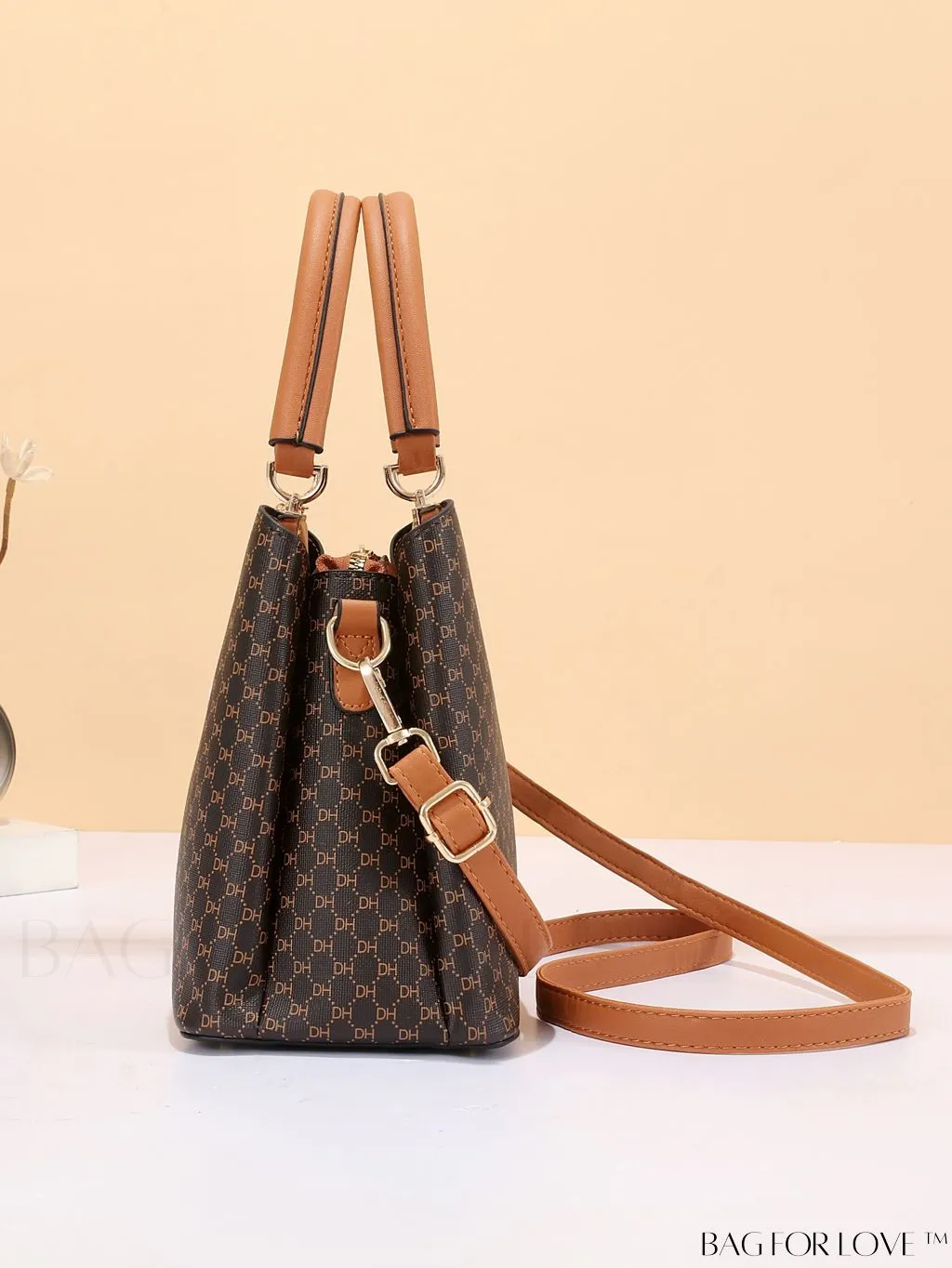BagForLove - Chic Colorblock Handbag with Letter Print and Pendant