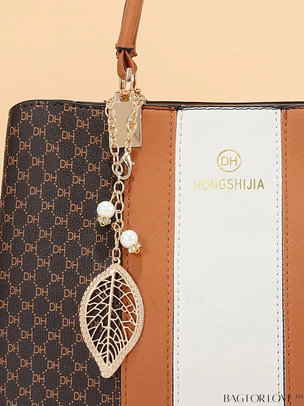 BagForLove - Chic Colorblock Handbag with Letter Print and Pendant