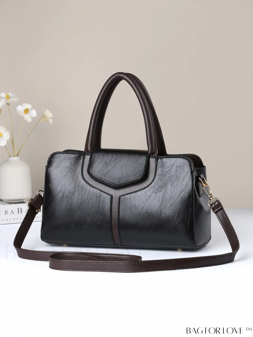 BagForLove - Chic Contrast Color PU Leather Handbag for Women