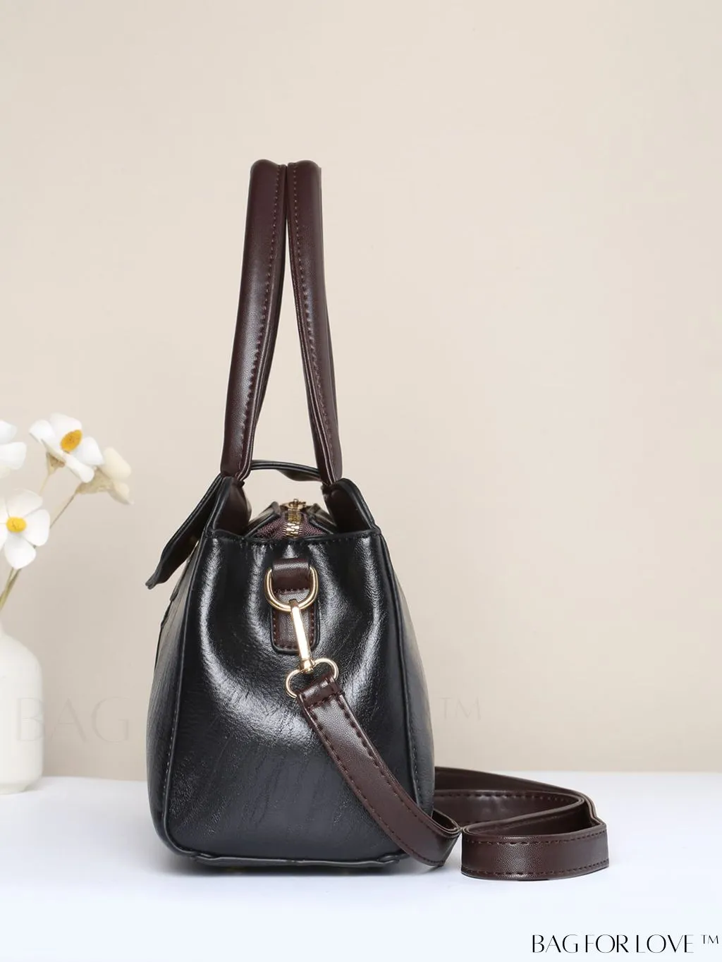 BagForLove - Chic Contrast Color PU Leather Handbag for Women