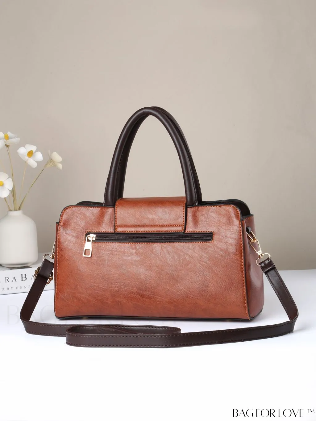 BagForLove - Chic Contrast Color PU Leather Handbag for Women