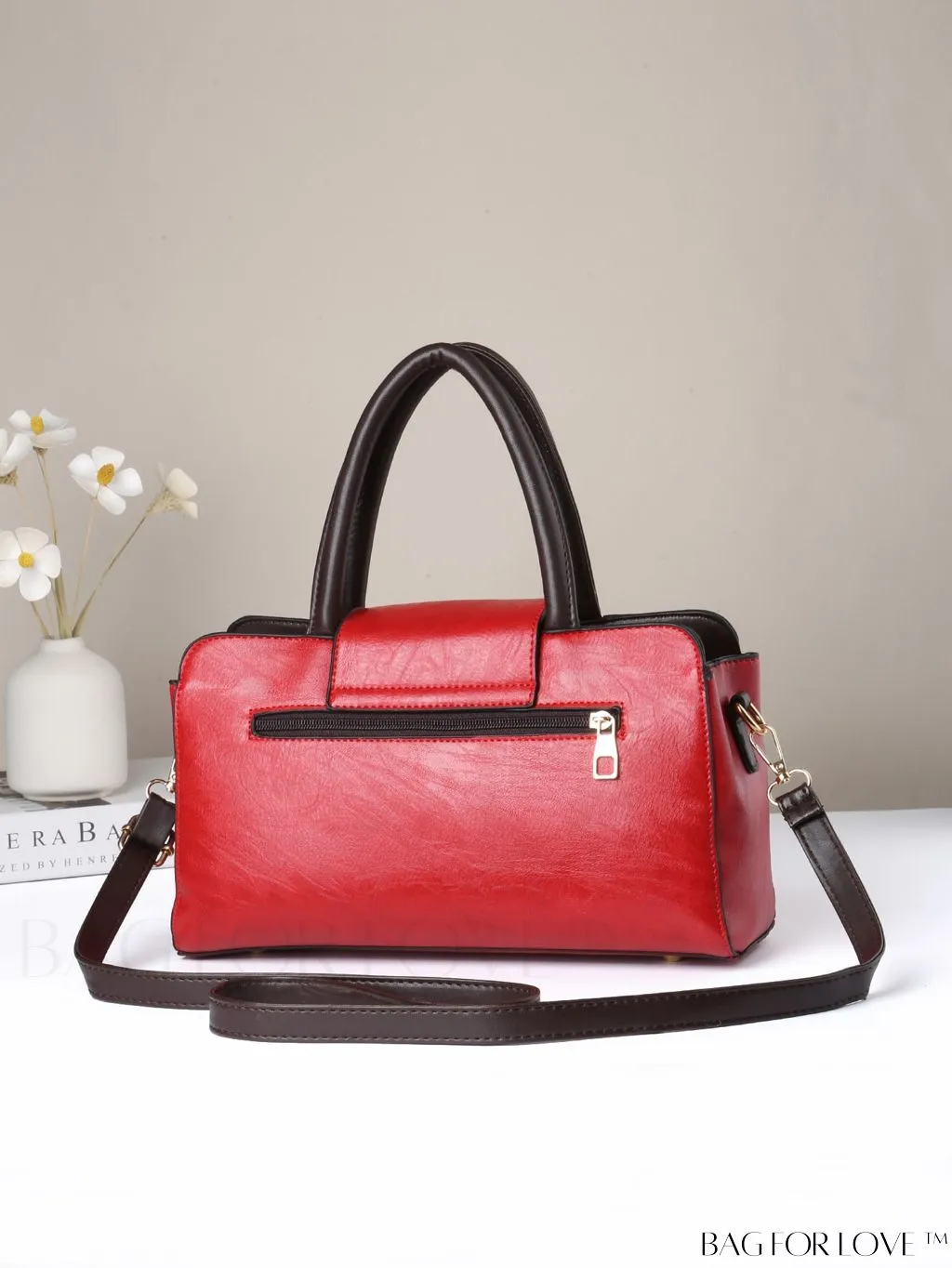 BagForLove - Chic Contrast Color PU Leather Handbag for Women