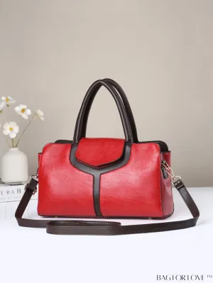 BagForLove - Chic Contrast Color PU Leather Handbag for Women