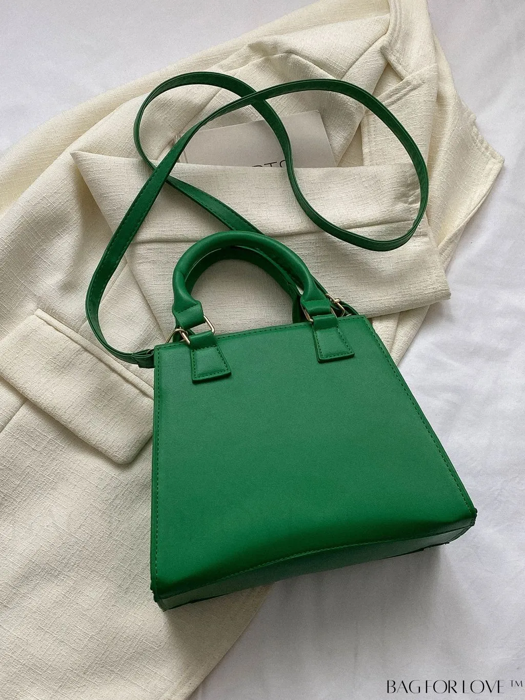 BagForLove - Chic Crocodile Embossed Double Handle Green Square PU Bag - Fashionably Stylish