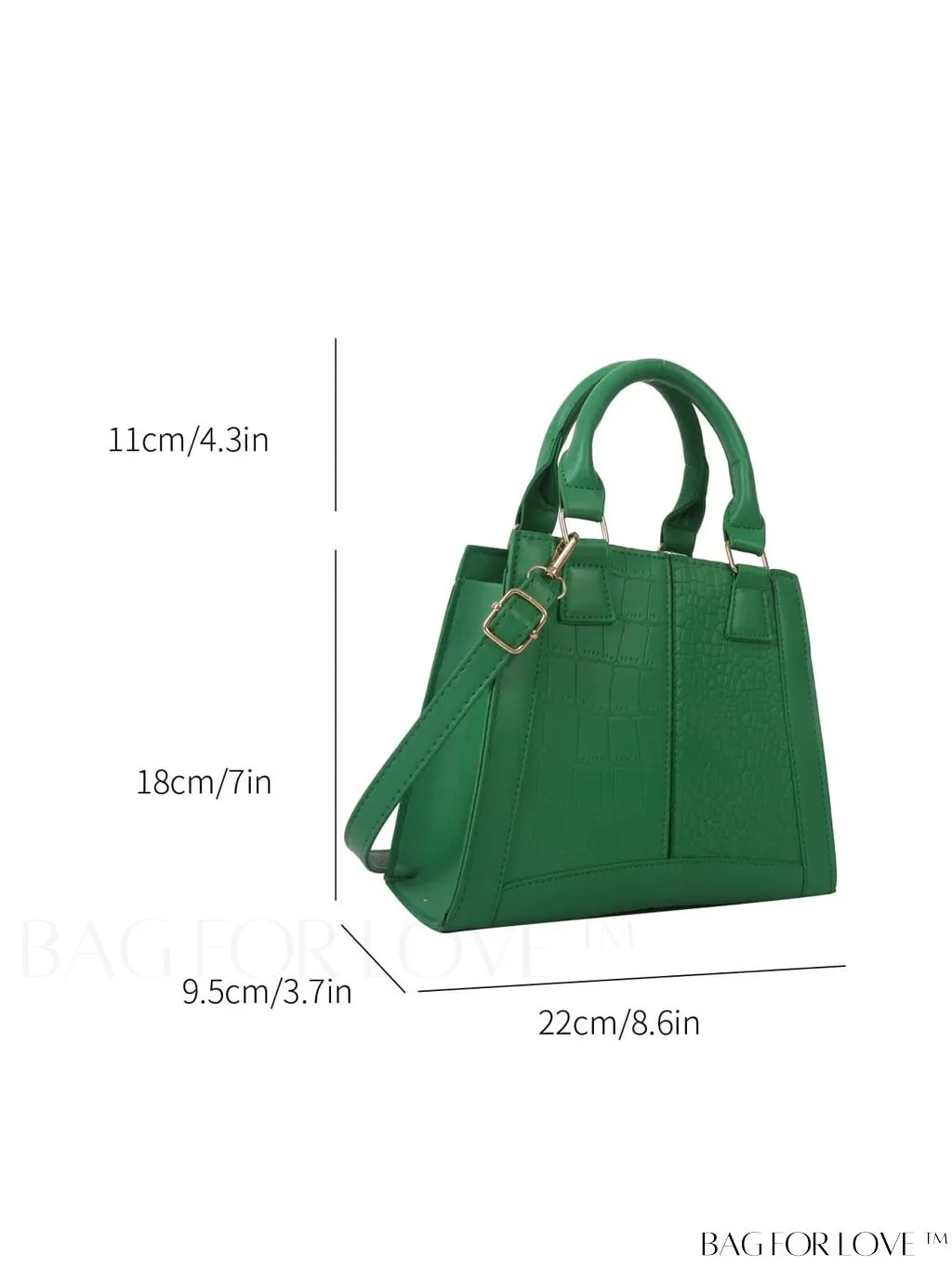 BagForLove - Chic Crocodile Embossed Double Handle Green Square PU Bag - Fashionably Stylish