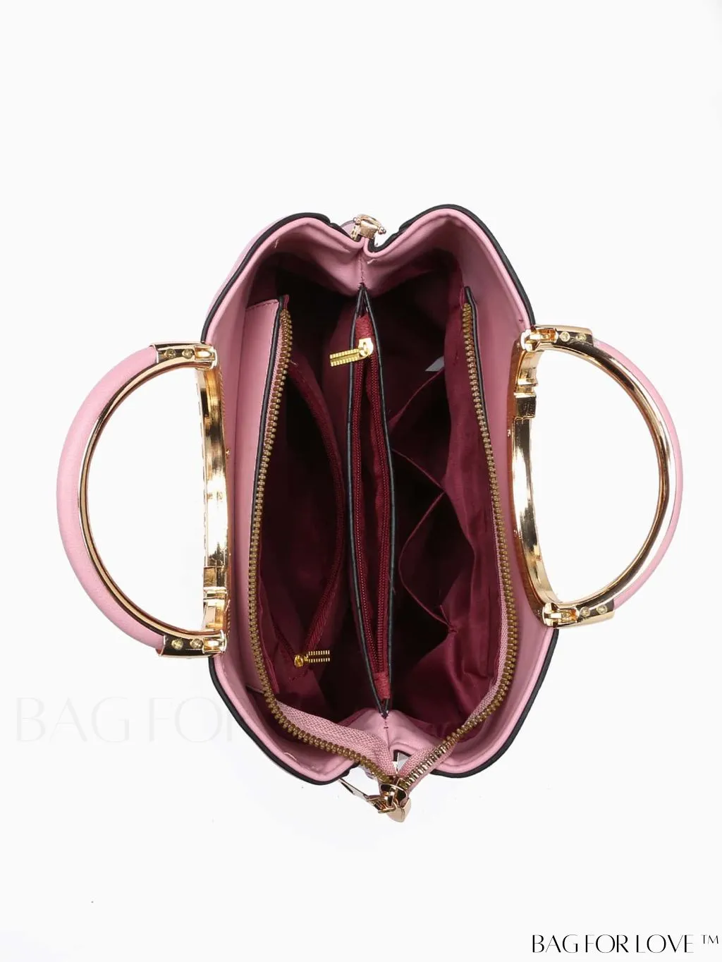 BagForLove - Chic Diamond Pattern Embossed Metal Ring Handle Tote Handbag - Minimalist Fashion