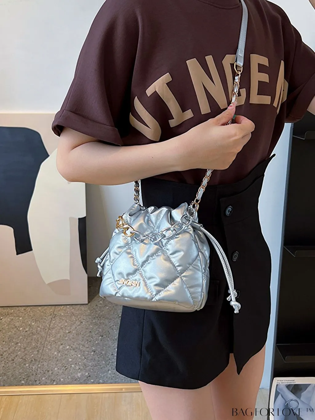 BagForLove - Chic Embroidered Thread Chain Womens Bucket Bag - Handbag & Crossbody