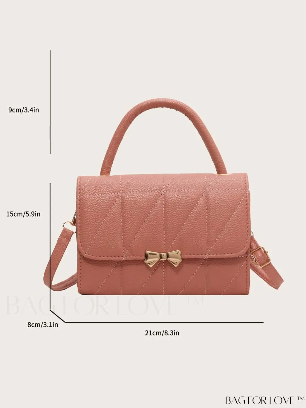 BagForLove - Chic Flap Handbag with Stylish Stitching, Bow Detail, and Adjustable Strap
